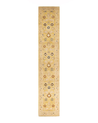 Contemporary Eclectic Green Wool Runner 2' 5" x 13' 3" - Solo Rugs