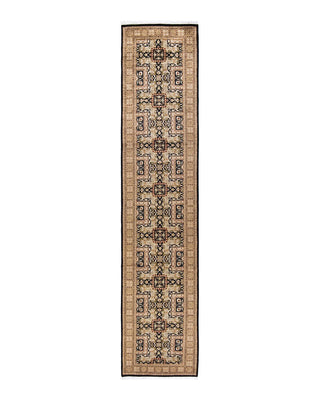 Traditional Mogul Black Wool Runner 2' 7" x 12' 3" - Solo Rugs