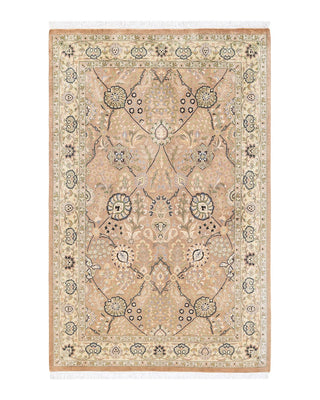 Traditional Mogul Beige Wool Area Rug 4' 2" x 6' 5" - Solo Rugs