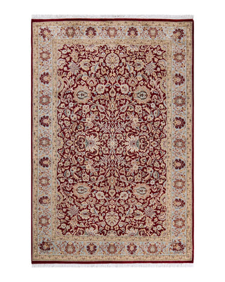 Traditional Mogul Red Wool Area Rug 4' 2" x 6' 3" - Solo Rugs