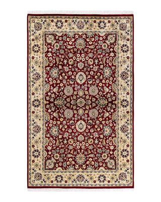 Traditional Mogul Red Wool Area Rug 4' 2" x 6' 5" - Solo Rugs