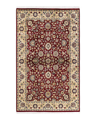 Traditional Mogul Red Wool Area Rug 4' 2" x 6' 5" - Solo Rugs