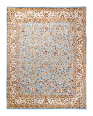 Traditional Mogul Light Blue Wool Area Rug 8' 1" x 10' 5" - Solo Rugs