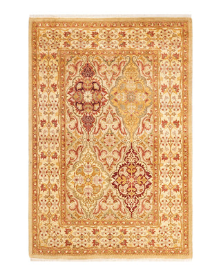 Traditional Mogul Ivory Wool Area Rug 4' 2" x 6' 1" - Solo Rugs