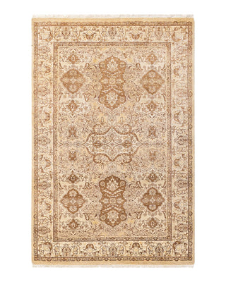 Traditional Mogul Yellow Wool Area Rug 4' 0" x 6' 2" - Solo Rugs