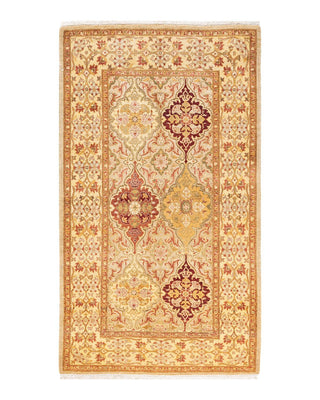 Traditional Mogul Yellow Wool Area Rug 3' 2" x 5' 5" - Solo Rugs