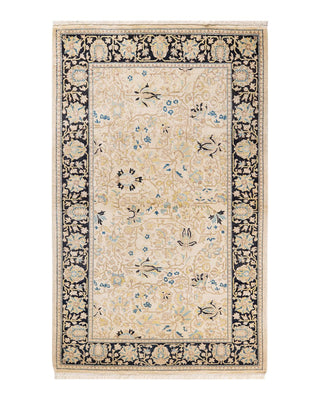 Traditional Mogul Ivory Wool Area Rug 3' 3" x 5' 1" - Solo Rugs