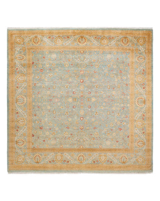 Traditional Mogul Light Blue Wool Square Area Rug 8' 3" x 8' 10" - Solo Rugs