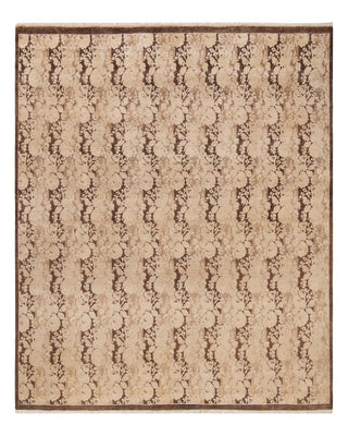 Traditional Mogul Brown Wool Square Area Rug 7' 10" x 8' 3" - Solo Rugs