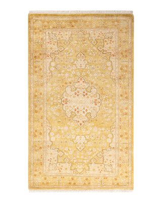 Traditional Mogul Green Wool Area Rug 3' 2" x 5' 3" - Solo Rugs