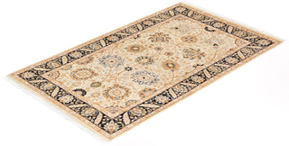 Traditional Mogul Beige Wool Area Rug 3' 3" x 5' 4" - Solo Rugs