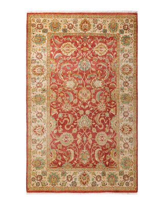 Traditional Mogul Green Wool Area Rug 4' 7" x 7' 6" - Solo Rugs