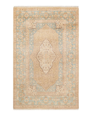 Traditional Mogul Yellow Wool Area Rug 4' 1" x 6' 4" - Solo Rugs