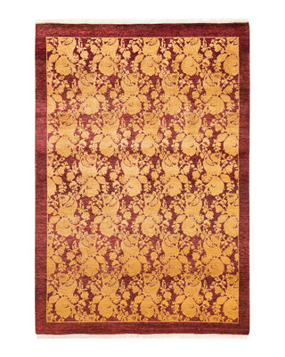 Traditional Mogul Red Wool Area Rug 4' 1" x 5' 10" - Solo Rugs