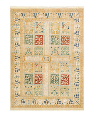 Traditional Mogul Ivory Wool Area Rug 4' 2" x 6' 0" - Solo Rugs