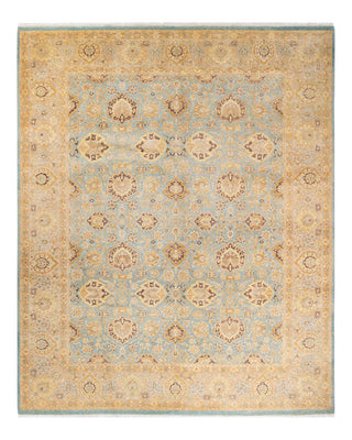 Traditional Mogul Light Blue Wool Area Rug 8' 4" x 10' 1" - Solo Rugs