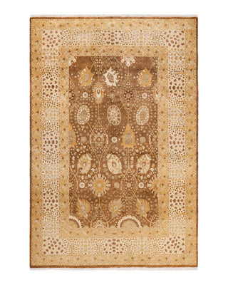 Traditional Mogul Yellow Wool Area Rug 6' 2" x 9' 2" - Solo Rugs