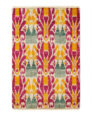 Contemporary Modern Ivory Wool Area Rug 4' 0" x 5' 10" - Solo Rugs