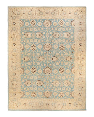 Contemporary Eclectic Light Blue Wool Area Rug 12' 2" x 15' 10" - Solo Rugs
