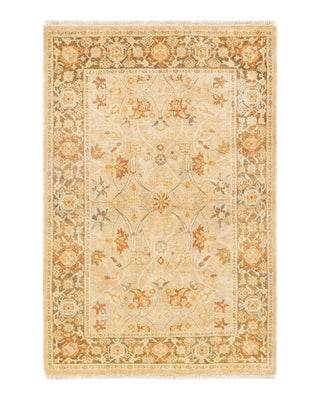 Contemporary Eclectic Ivory Wool Area Rug 3' 10" x 5' 10" - Solo Rugs