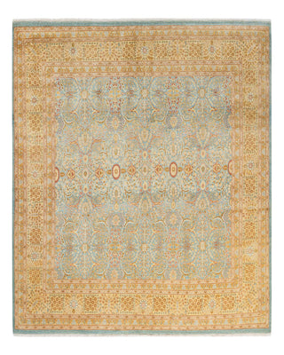 Traditional Mogul Light Blue Wool Square Area Rug 7' 10" x 8' 1" - Solo Rugs
