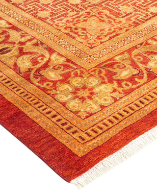 Traditional Mogul Orange Wool Area Rug 10' 3" x 14' 9" - Solo Rugs