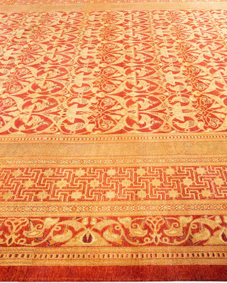 Traditional Mogul Orange Wool Area Rug 10' 3" x 14' 9" - Solo Rugs