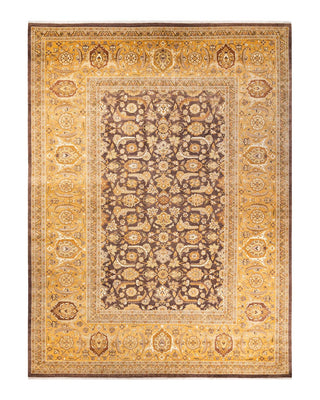 Traditional Mogul Brown Wool Area Rug 10' 2" x 13' 10" - Solo Rugs
