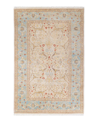 Traditional Mogul Ivory Wool Area Rug 4' 2" x 6' 3" - Solo Rugs