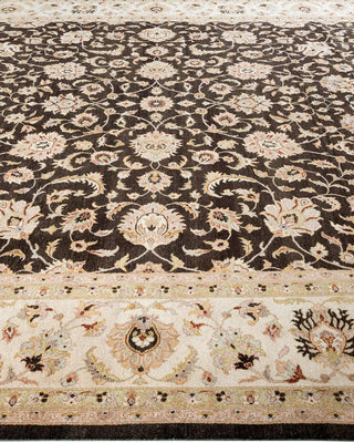Traditional Mogul Green Wool Area Rug 9' 1" x 12' 2" - Solo Rugs