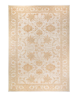 Contemporary Eclectic Ivory Wool Area Rug 11' 10" x 17' 8" - Solo Rugs