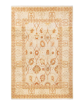 Traditional Mogul Ivory Wool Area Rug 6' 3" x 9' 3" - Solo Rugs