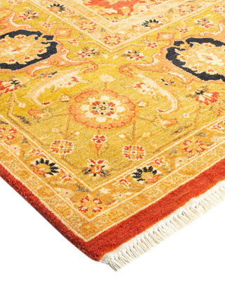 Traditional Mogul Orange Wool Area Rug 6' 1" x 9' 0" - Solo Rugs