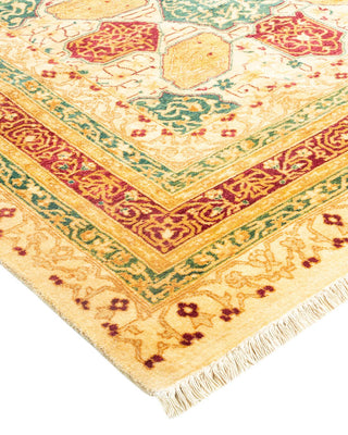 Traditional Mogul Ivory Wool Area Rug 6' 1" x 9' 1" - Solo Rugs