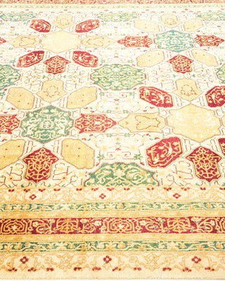 Traditional Mogul Ivory Wool Area Rug 6' 1" x 9' 1" - Solo Rugs