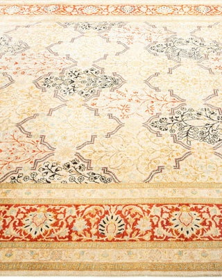 Traditional Mogul Ivory Wool Area Rug 6' 1" x 9' 3" - Solo Rugs