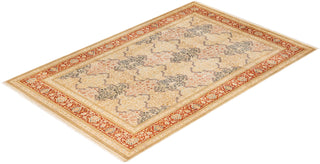 Traditional Mogul Ivory Wool Area Rug 6' 1" x 9' 3" - Solo Rugs
