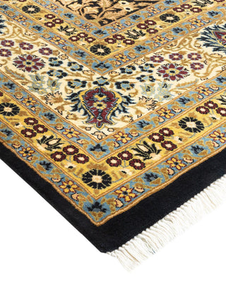 Traditional Mogul Black Wool Area Rug 8' 0" x 10' 2" - Solo Rugs