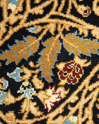 Traditional Mogul Black Wool Area Rug 8' 0" x 10' 2" - Solo Rugs