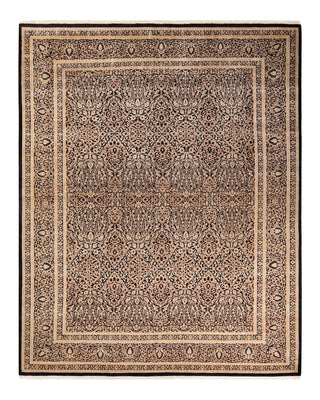 Traditional Mogul Black Wool Area Rug 8' 3" x 10' 4" - Solo Rugs