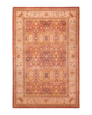 Traditional Mogul Orange Wool Area Rug 6' 2" x 9' 3" - Solo Rugs