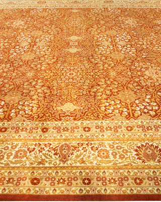 Traditional Mogul Orange Wool Area Rug 9' 3" x 12' 7" - Solo Rugs