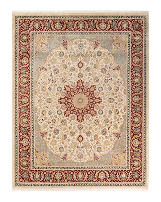 Traditional Mogul Ivory Wool Area Rug 8' 1" x 10' 6" - Solo Rugs