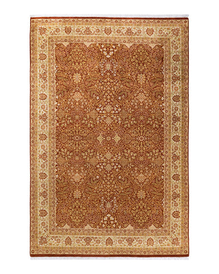 Traditional Mogul Orange Wool Area Rug 6' 1" x 9' 2" - Solo Rugs