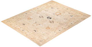 Contemporary Eclectic Ivory Wool Area Rug 9' 3" x 12' 2" - Solo Rugs