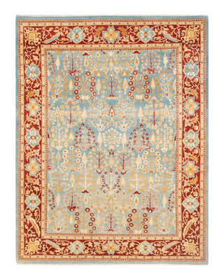 Contemporary Eclectic Light Blue Wool Area Rug 7' 10" x 10' 3" - Solo Rugs