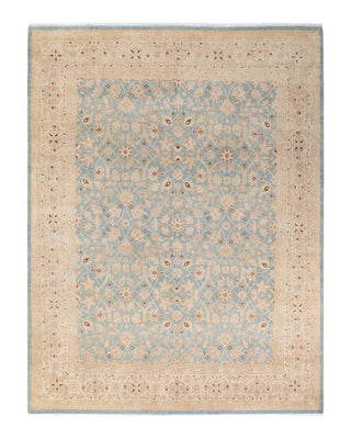 Contemporary Eclectic Light Blue Wool Area Rug 8' 0" x 10' 6" - Solo Rugs