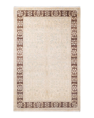 Contemporary Eclectic Ivory Wool Area Rug 5' 10" x 9' 1" - Solo Rugs