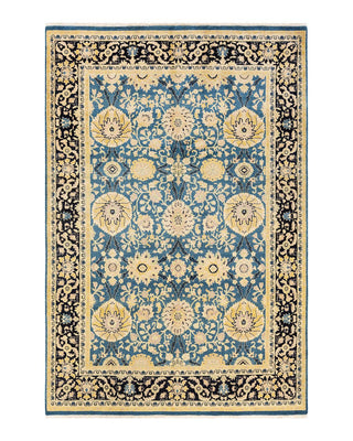 Contemporary Eclectic Light Blue Wool Area Rug 6' 1" x 8' 8" - Solo Rugs