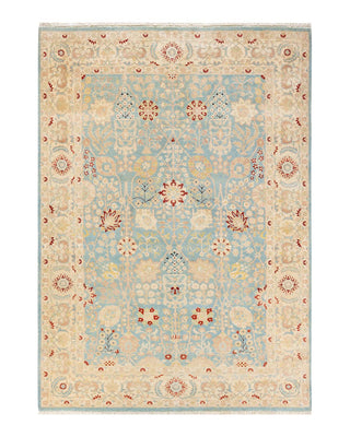 Eclectic, One-of-a-Kind Hand-Knotted Area Rug - Light Blue, 6' 2" x 8' 7" - Solo Rugs
